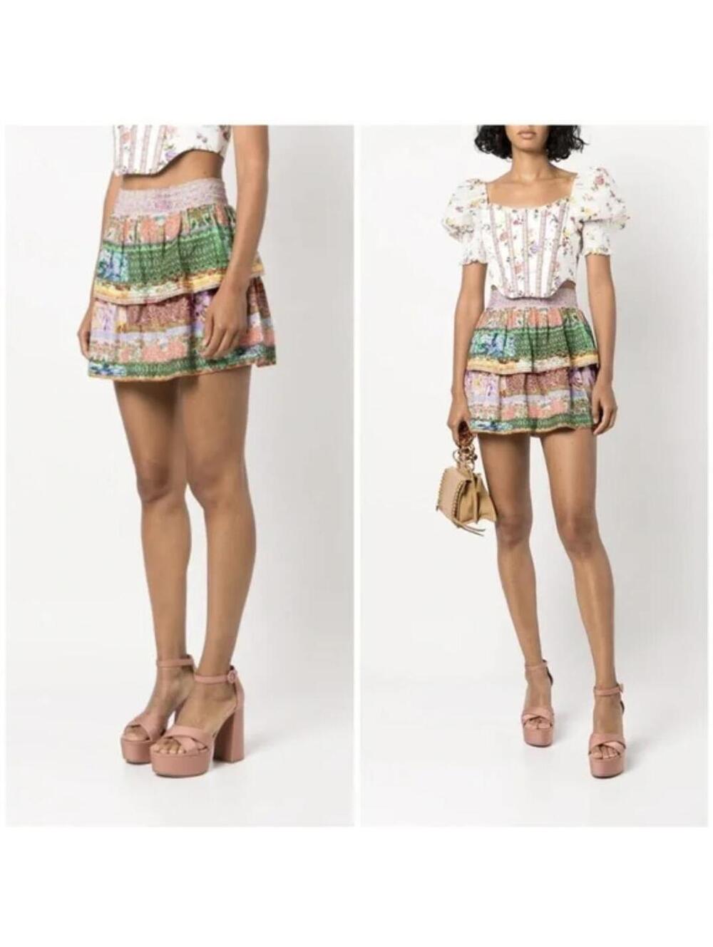 Alice + Olivia Jojo Tiered Ruffle Mini Skirt (8)